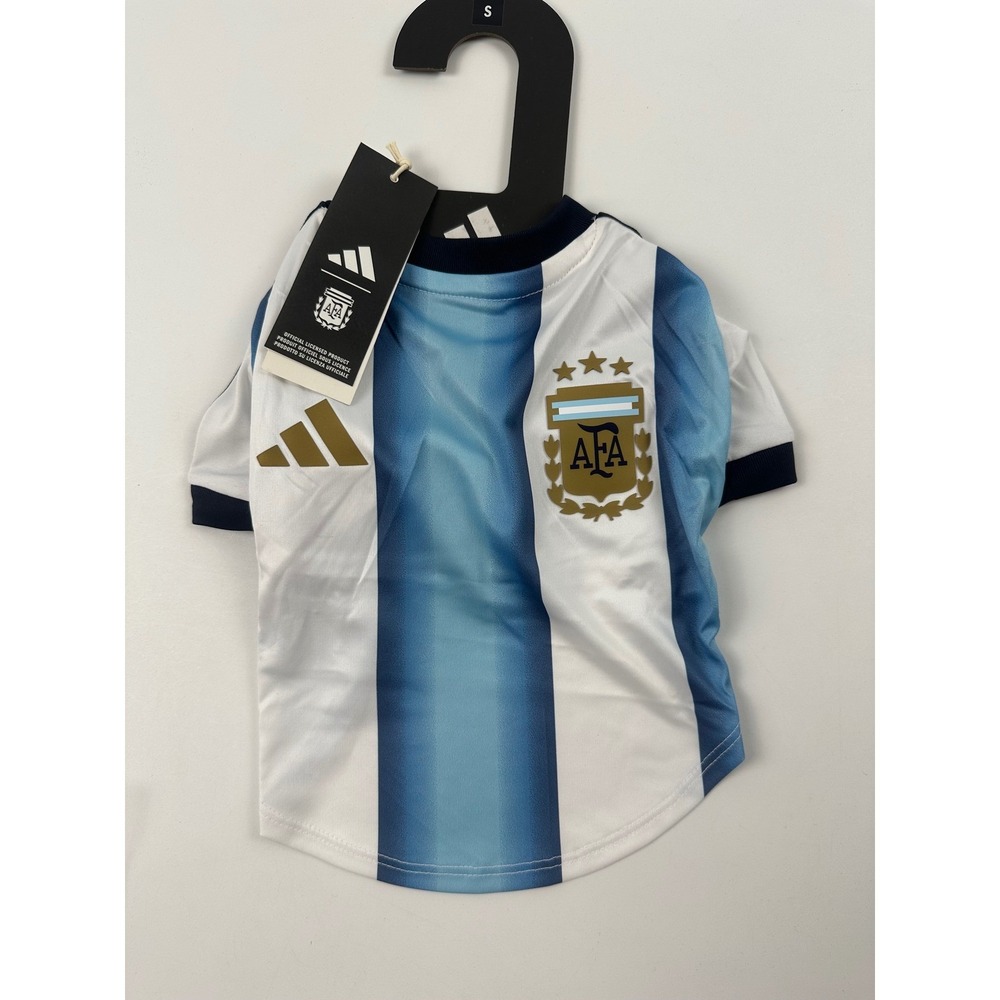 Adidas Argentina Pet Jersey AFA Soccer Dog Shirt Blue White Striped Small NWT